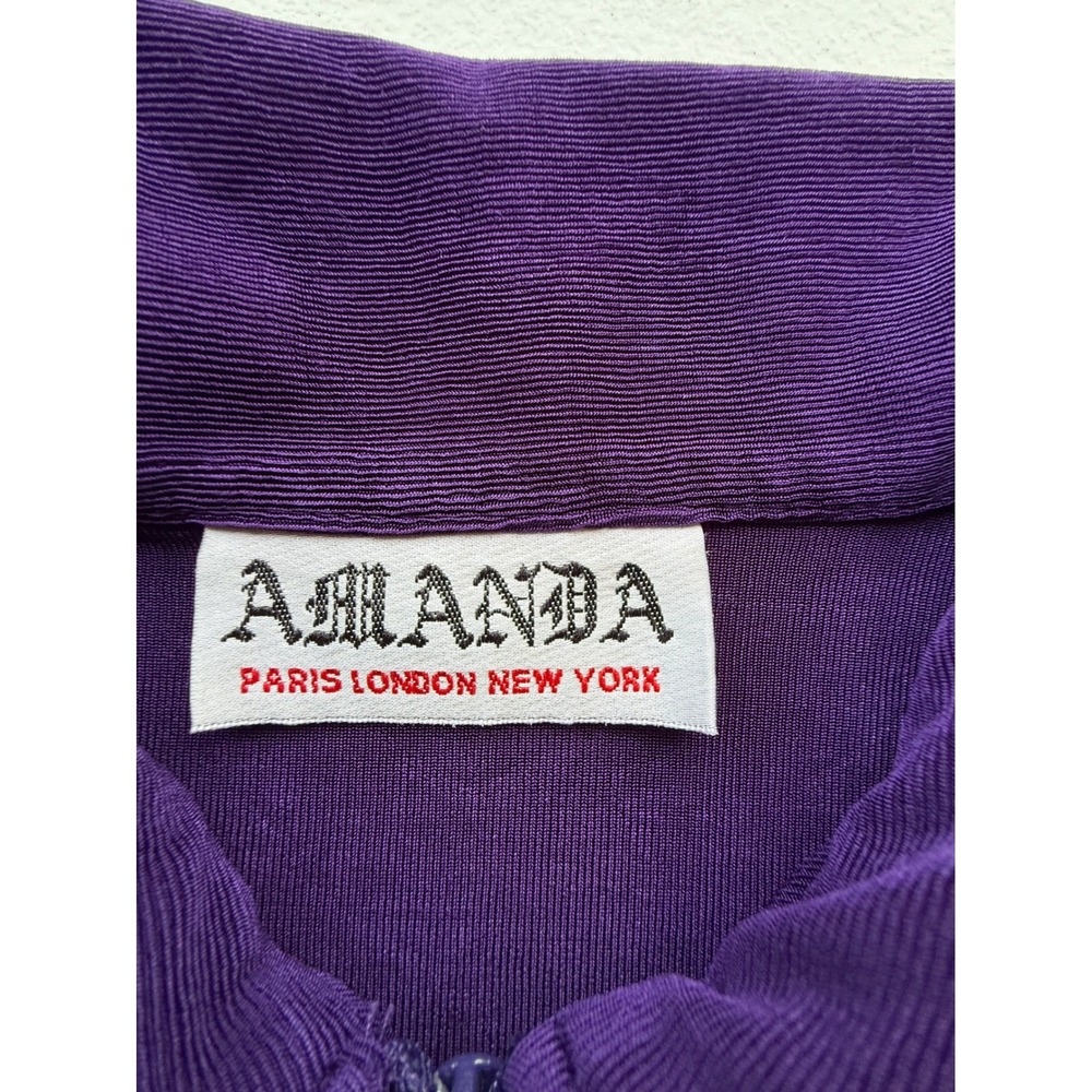 Amanda Womens Dark Purple Zip Up Jersey Knit Athletic Leisure Jacket Size L - Picture 5 of 13